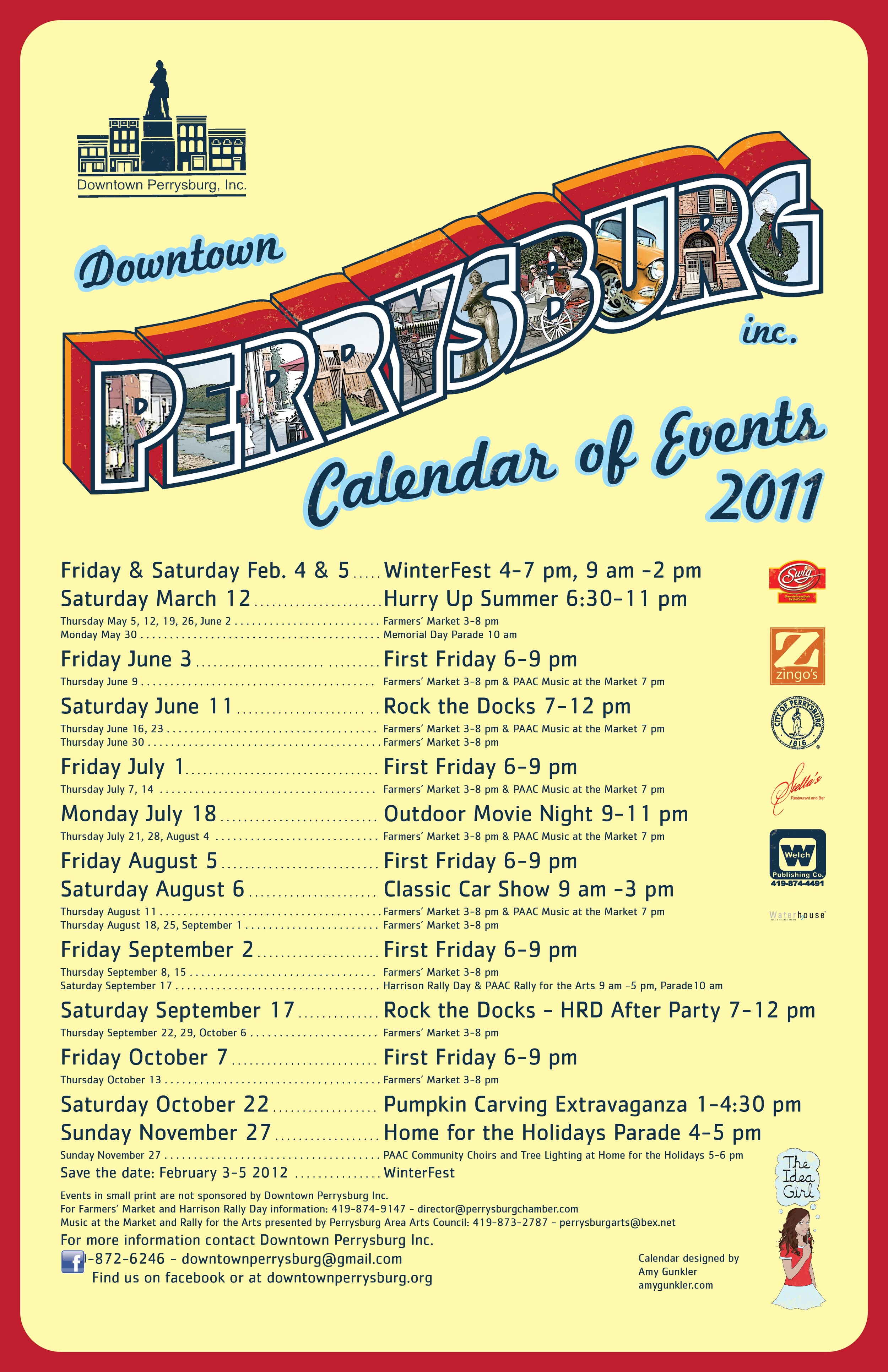 Downtown Perrysburg Calendar of Events! Click here to view a larger version of the Calendar.