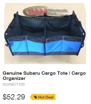 GENUINE SUBARU CARGO TOTE - CARGO ORGANIZER - GENUINE SUBARU OEM - SOA567T100 Feb-16.png
