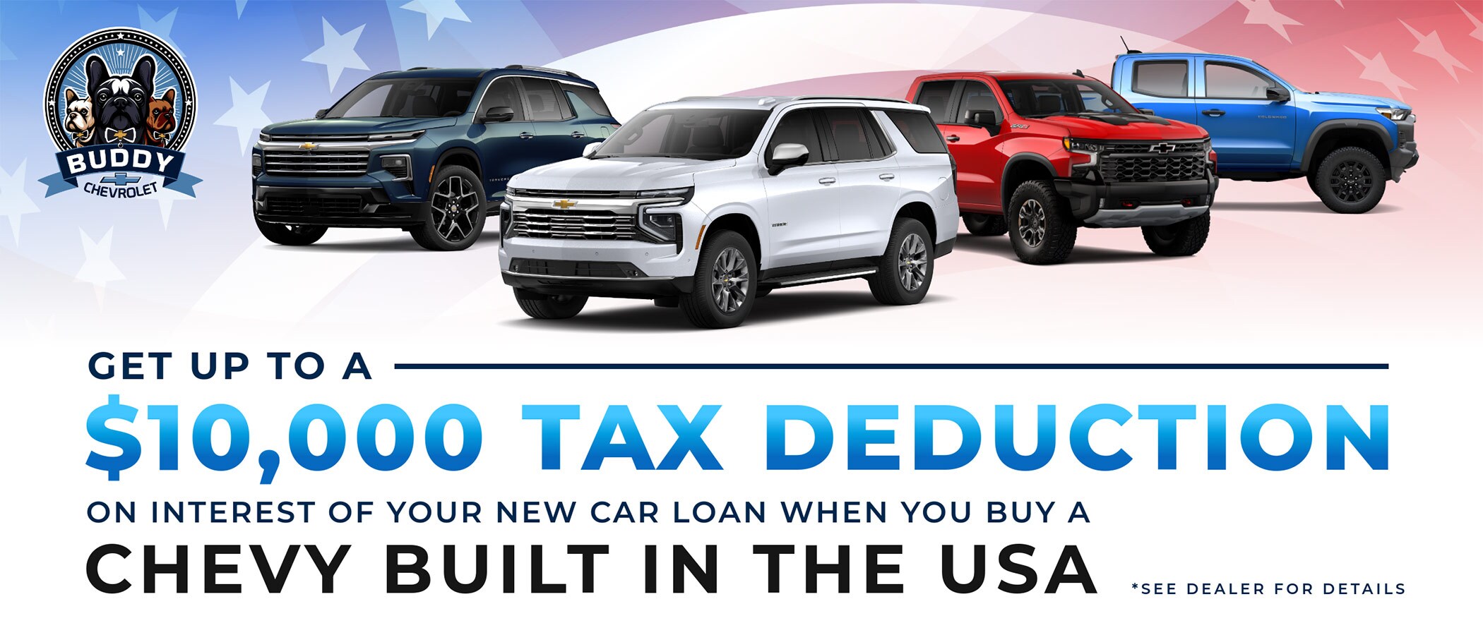 Chevrolet Tax Deduction at Buddy Chevrolet $10,000 Tax Dedeuction