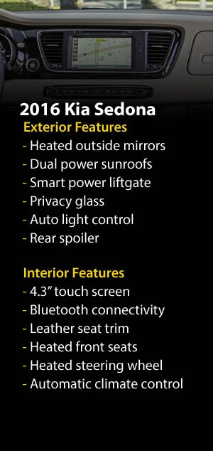 2016 Kia Sedona features 2016 Kia Sedona features
