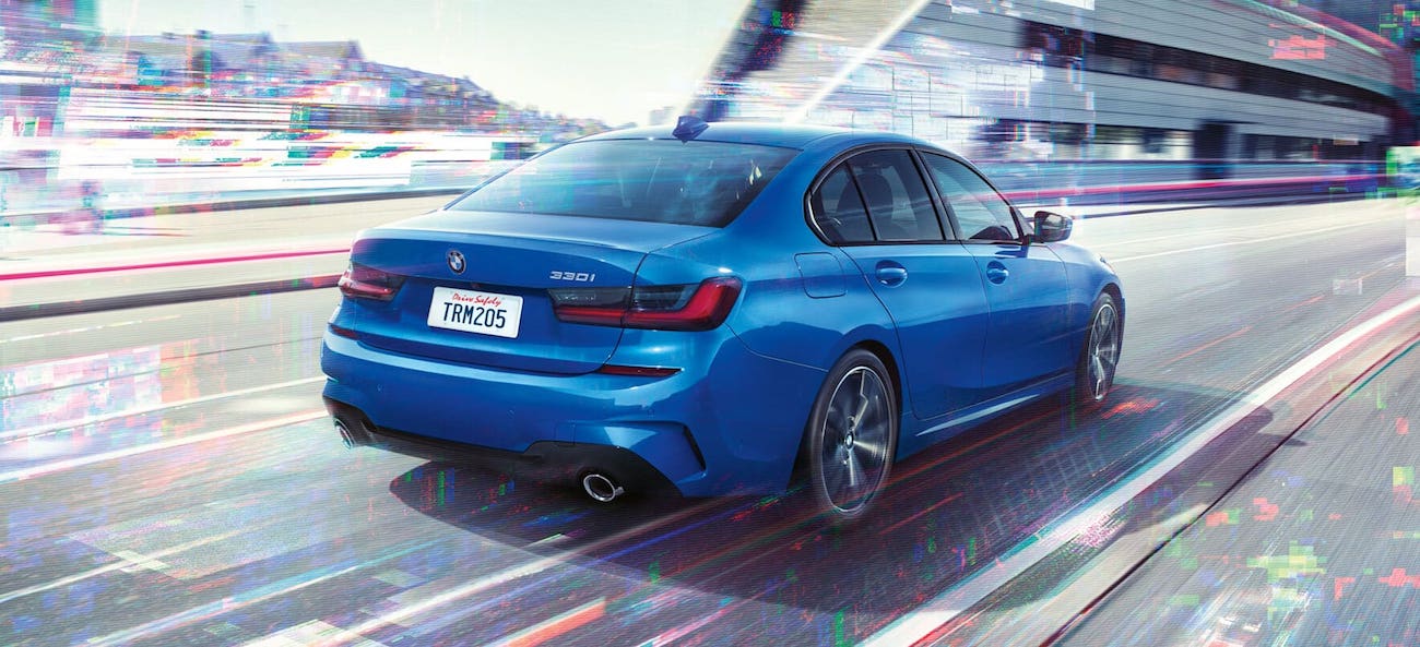BMW 3 Series sedan 330i blue exterior