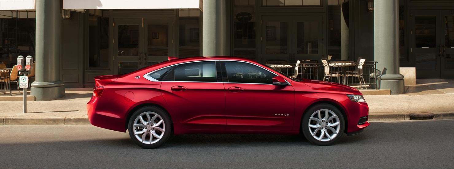 2017 red Chevrolet Impala side view