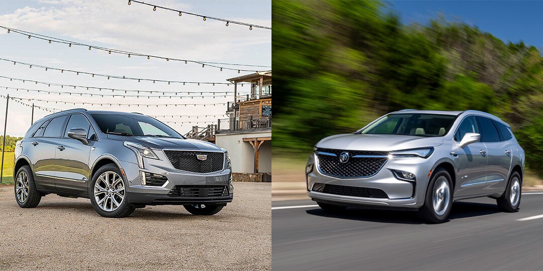 Comparatif entre le Cadillac XT5 2022 (gauche) et le Buick Enclave 2022 (droite)