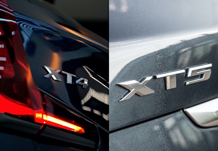 cadillac-xt4-vs-xt5-2020-cadillac-laval-01.jpg comparaison entre le logo Cadillac XT4 et XT5 2020