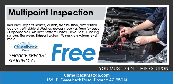 Multi-point Inspection Special Coupon, Phoenix, AZ Mazda Automotive Service Multi-point Inspection Special, Phoenix, AZ Mazda Service Coupon