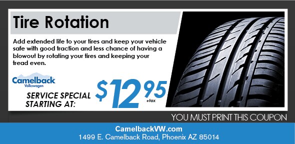 Tire Rotation Coupon, Phoenix Automotive Service Special. If no image displays, this offer has ended. Tire Rotation Coupon, Phoenix Volkswagen Service Special. If no image displays, this offer has ended.