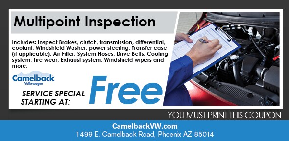 Multi-Point Inspection Coupon, Phoenix Automotive Service Special. If no image displays, this offer has ended. Multi-Point Inspection Coupon, Phoenix Volkswagen Service Special. If no image displays, this offer has ended.