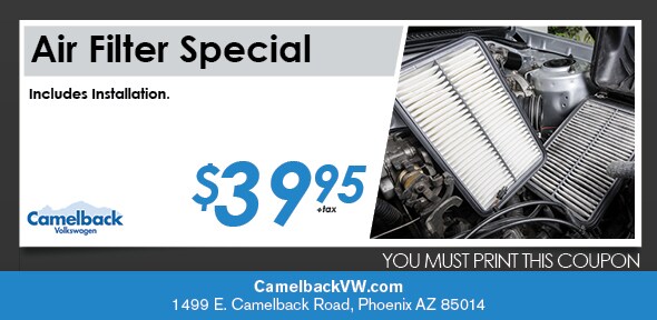 Engine Air Filter Coupon, Phoenix Automotive Service Special. If no image displays, this offer has ended. Engine Air Filter Coupon, Phoenix Volkswagen Service Special. If no image displays, this offer has ended.