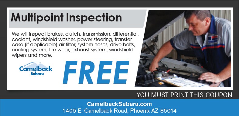 Multi-Point Inspection Coupon, Phoenix Automotive Service Special. If no image displays, this offer has ended. Multi-Point Inspection Coupon, Phoenix Subaru Service Special. If no image displays, this offer has ended.