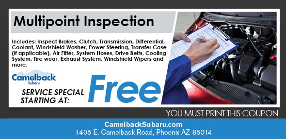 Multi-Point Inspection Coupon, Phoenix Automotive Service Special. If no image displays, this offer has ended. Multi-Point Inspection Coupon, Phoenix Subaru Service Special. If no image displays, this offer has ended.