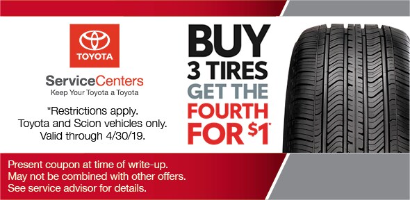Buy 3 Tires Get The Fourth For $1 - Coupon