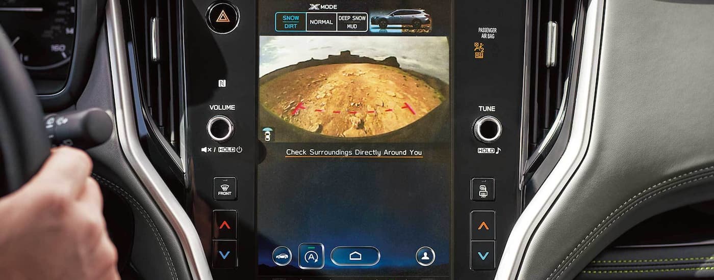 2022 Subaru Outback - Backup.jpg A close up shows the backup camera view on the infotainment screen in a 2022 Subaru Outback.