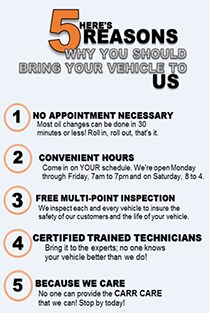 Carr Chevrolet Service Five Reasons for CARR