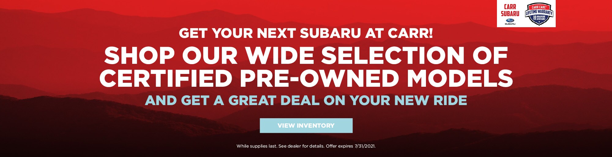 Carr Subaru July CPO Sale