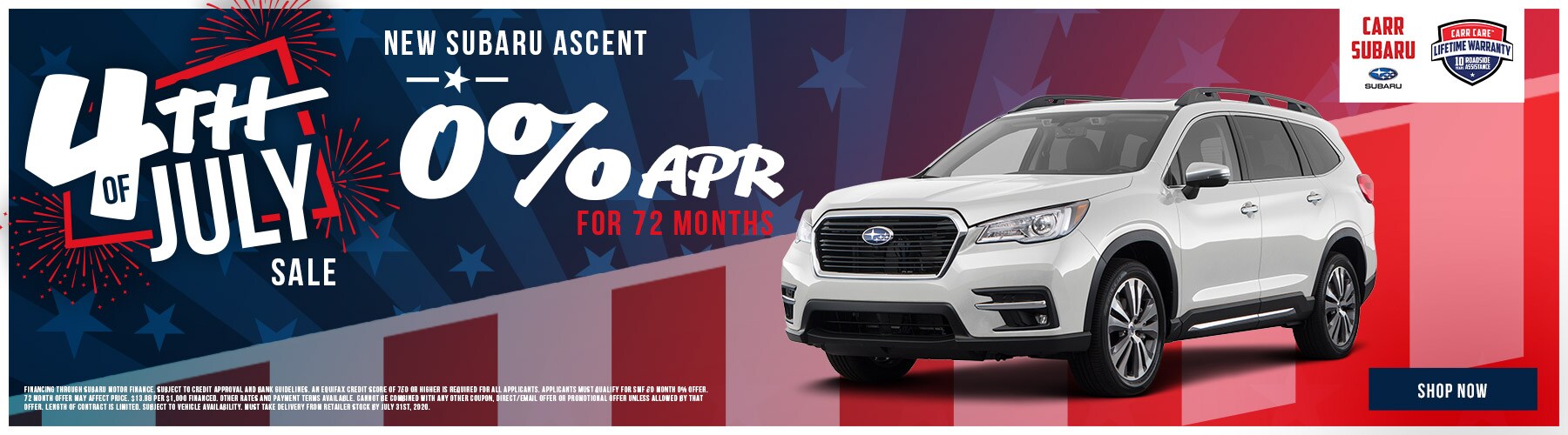 7-1 Carr Subaru Ascent 4th of July Sale in Beaverton