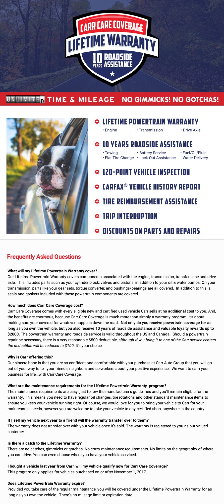 Carr Subaru Lifetime Warrany