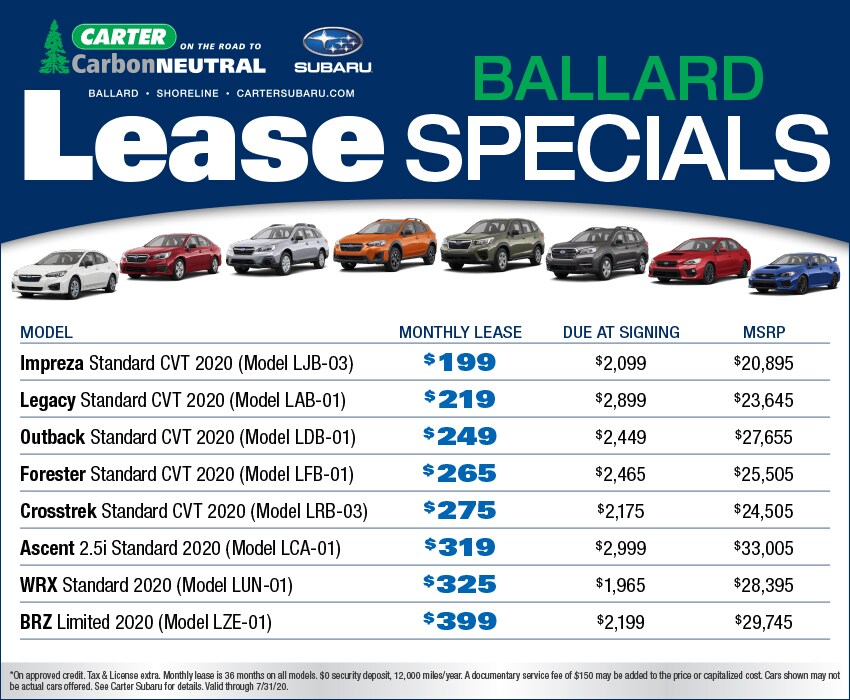 Carter Subaru Ballard July Lease Specials