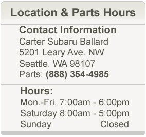 Carter Subaru Ballard Parts Hours and Location