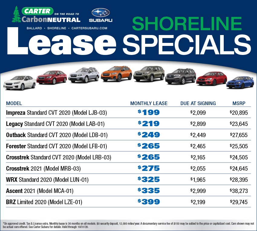 Carter Subaru Shoreline Lease Specials