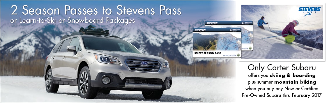 Get Season Tickets to Ski or Snowboard at Stevens Pass at Carter Subaru Shoreline in Seattle, WA Get Season Tickets to Ski or Snowboard at Stevens Pass at Carter Subaru Shoreline in Seattle, WA