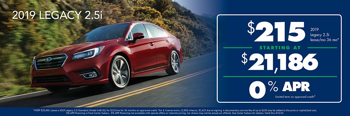 2019 Legacy 2.5i Lease or Purchase Special at Carter Subaru Shoreline in Seattle, WA
