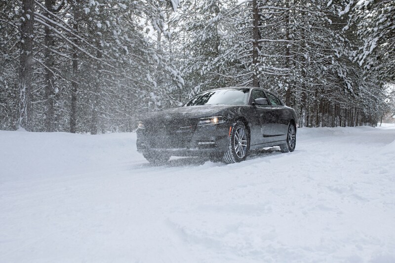 Dodge Charger in snow