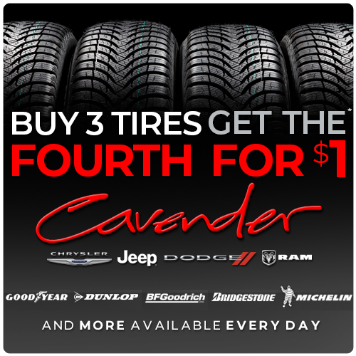Buy 3 Tires, Get One for $1 at Cavender CJDR Service Center