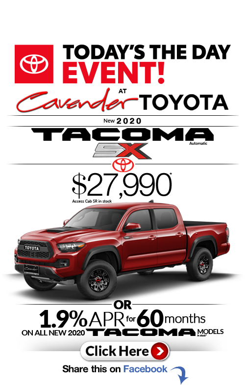 Click Here for Availability and
Pricing from Cavender Toyota