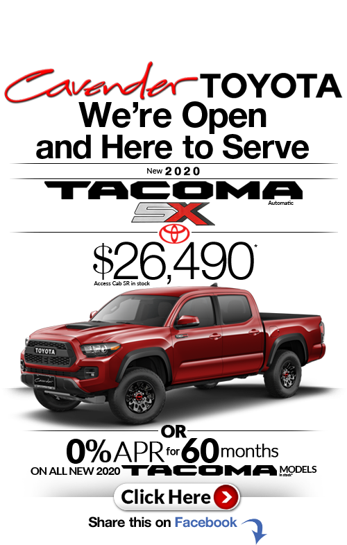 Click Here for Availability and
Pricing from Cavender Toyota