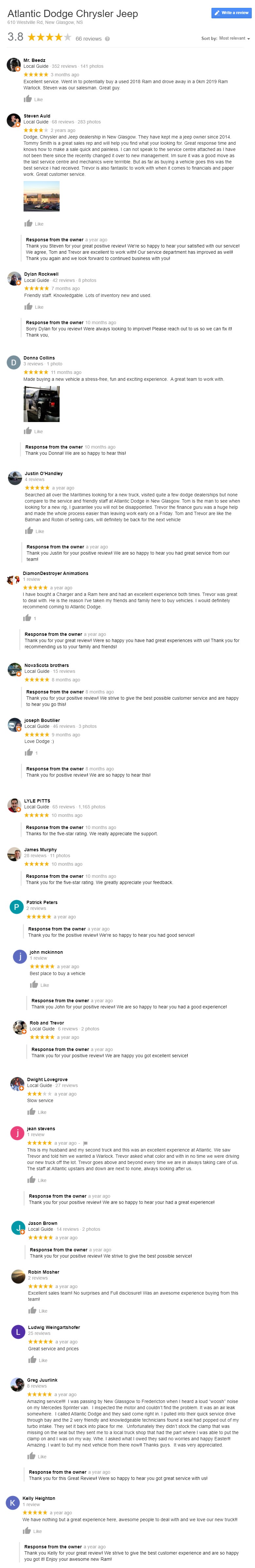 Atlantic Dodge Dealership Reviews New Glasgow Nova Scotia