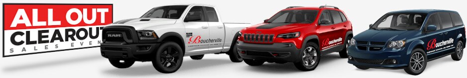 RAM ALL OUT CLEAROUT sales event at Boucherville Chrysler