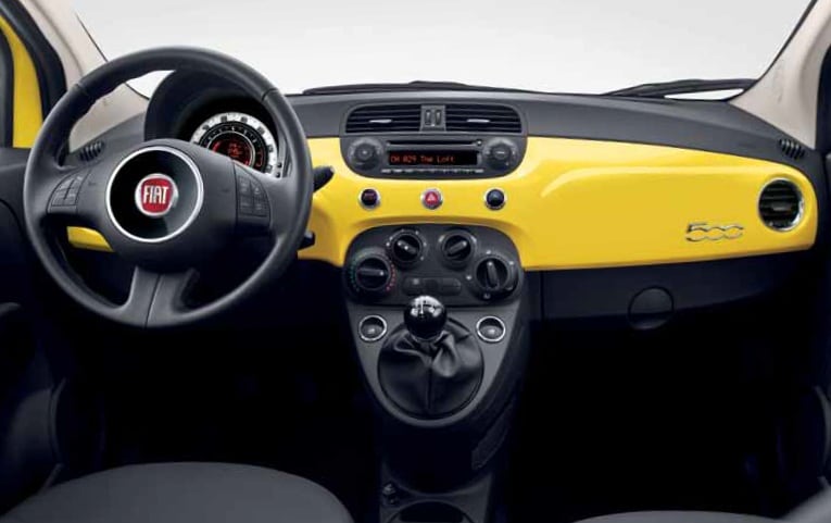 2012 fiat 500 interior yellow