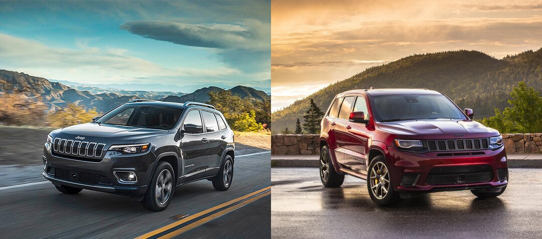 Comparatif entre le Jeep Cherokee 2021 (gauche) et le Grand Cherokee 2021 (droite)