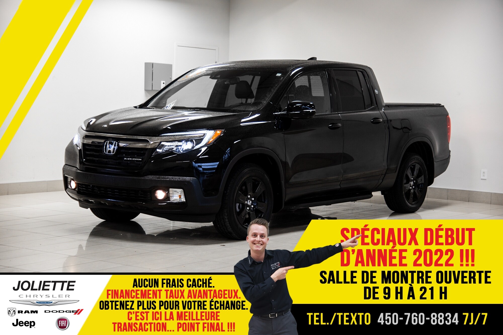 Honda Ridgeline 2019 Black Edition AWD CUIR TOIT GPS CAMERA DEMARR