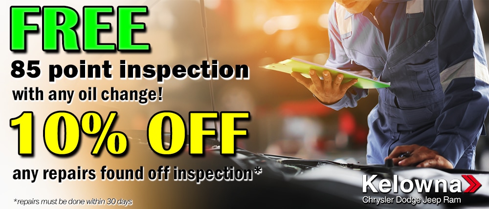 Free 85 point inspection with any oil change!
10% off repairs found off inspection (repairs must be done within 30 days).