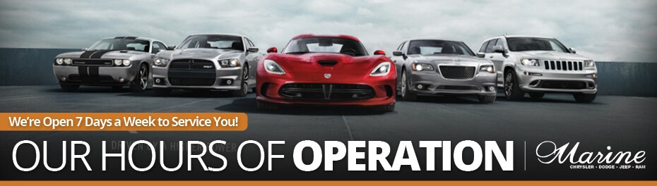 Marine Chrysler - Landing Page - Hours of Operation