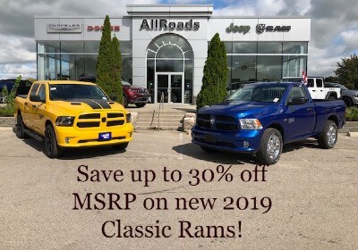 google ad 2019 ram classic trucks at allroads dodge yellow stinger crew and blue express reg cab up to 30% off msrp (1).jpg