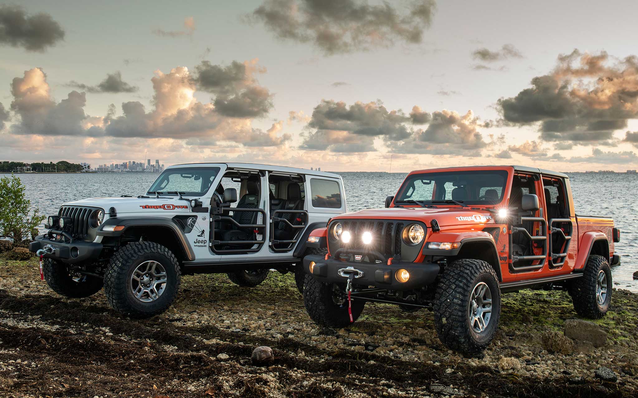 Jeep Gladiator and Jeep Wrangler Parked