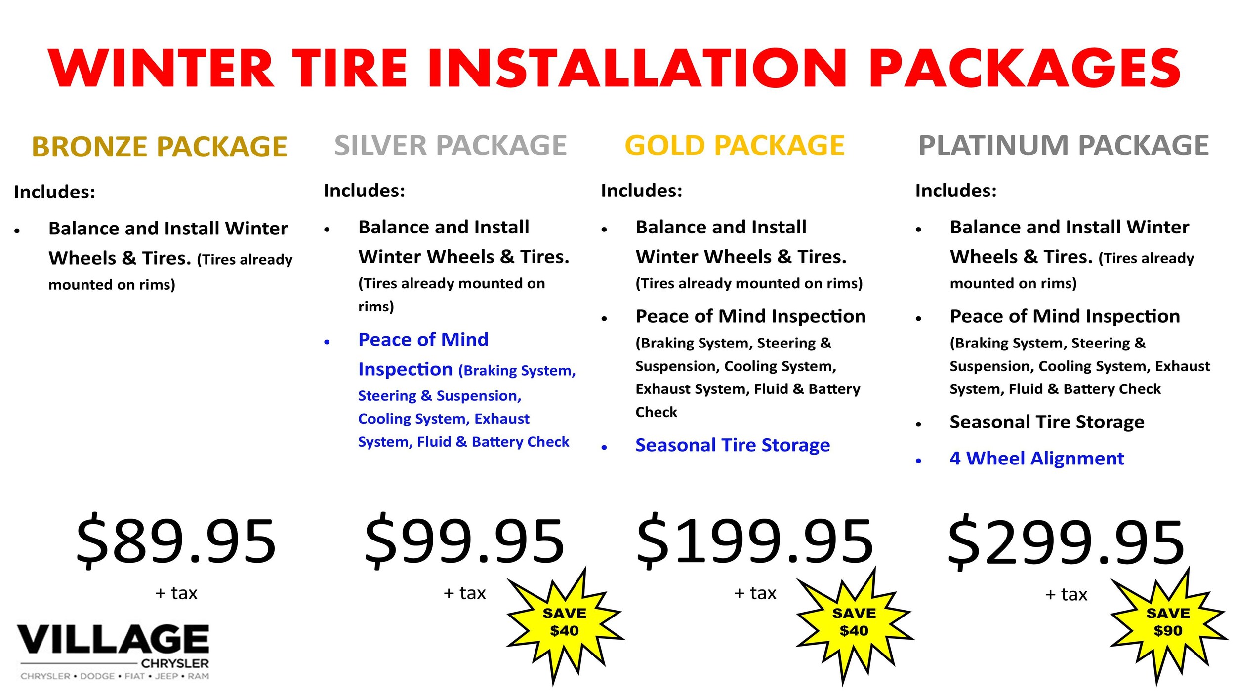 Winter Tire Installation Packages
