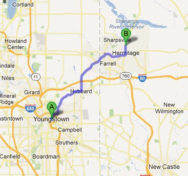 Youngstown, OH to Jeep Dodge of Hermitage.png