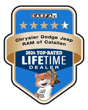 CARFAX 2024 LIFETIME Top-Rated Dealer award CARFAX 2024 LIFETIME Top-Rated Dealer awarded to Chrysler Dodge Jeep Ram of Calallen