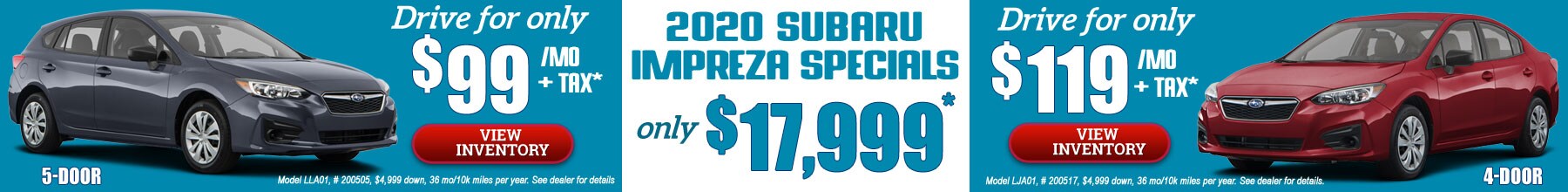 $99 Impreza lease special at Center Subaru