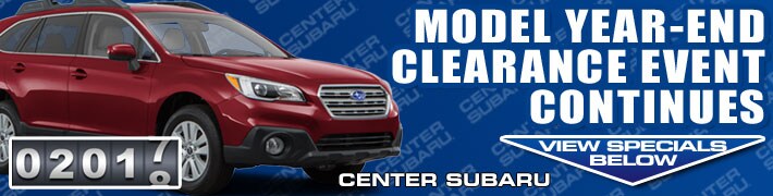 View Center Subaru's model year-end clearance specials below and save