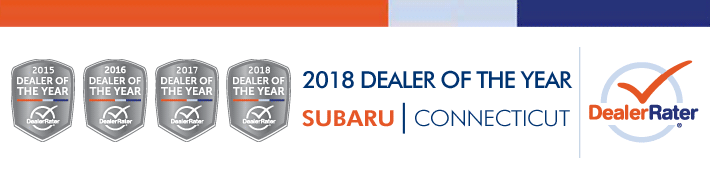 Center Subaru named DealerRater's 2018 CT Subaru Dealer of the Year - 4 years in a row