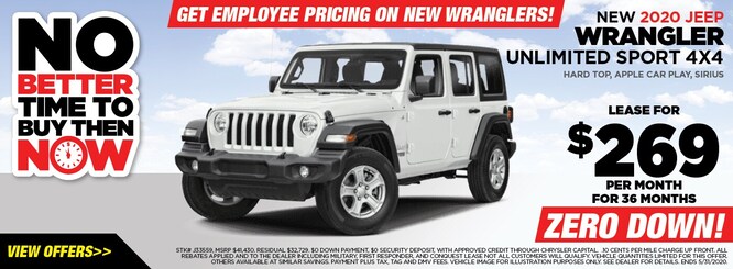 2020 Jeep Wrangle 4x4 Lease Special GET Employee Pricing! !