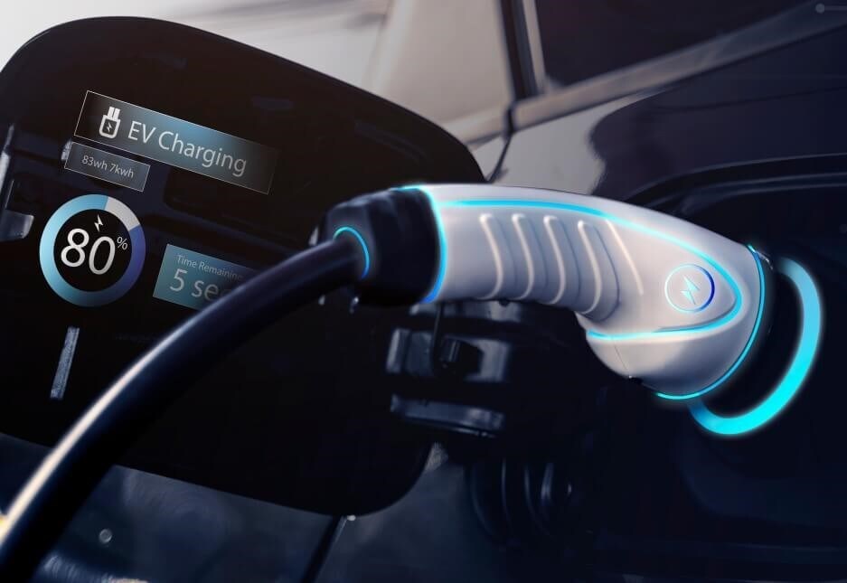 EV charger plugged into car