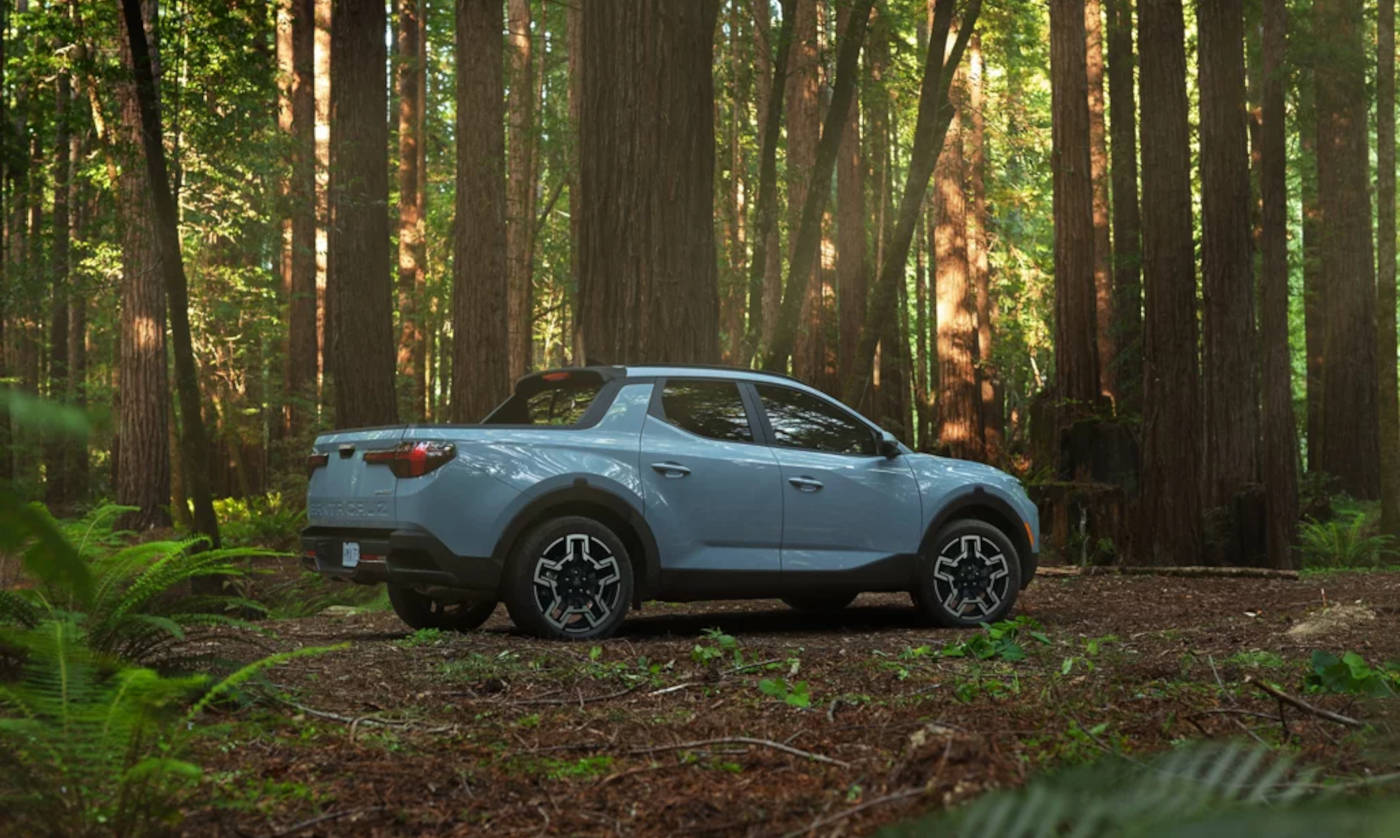 2025 Hyundai Santa Cruz parked in the woods
