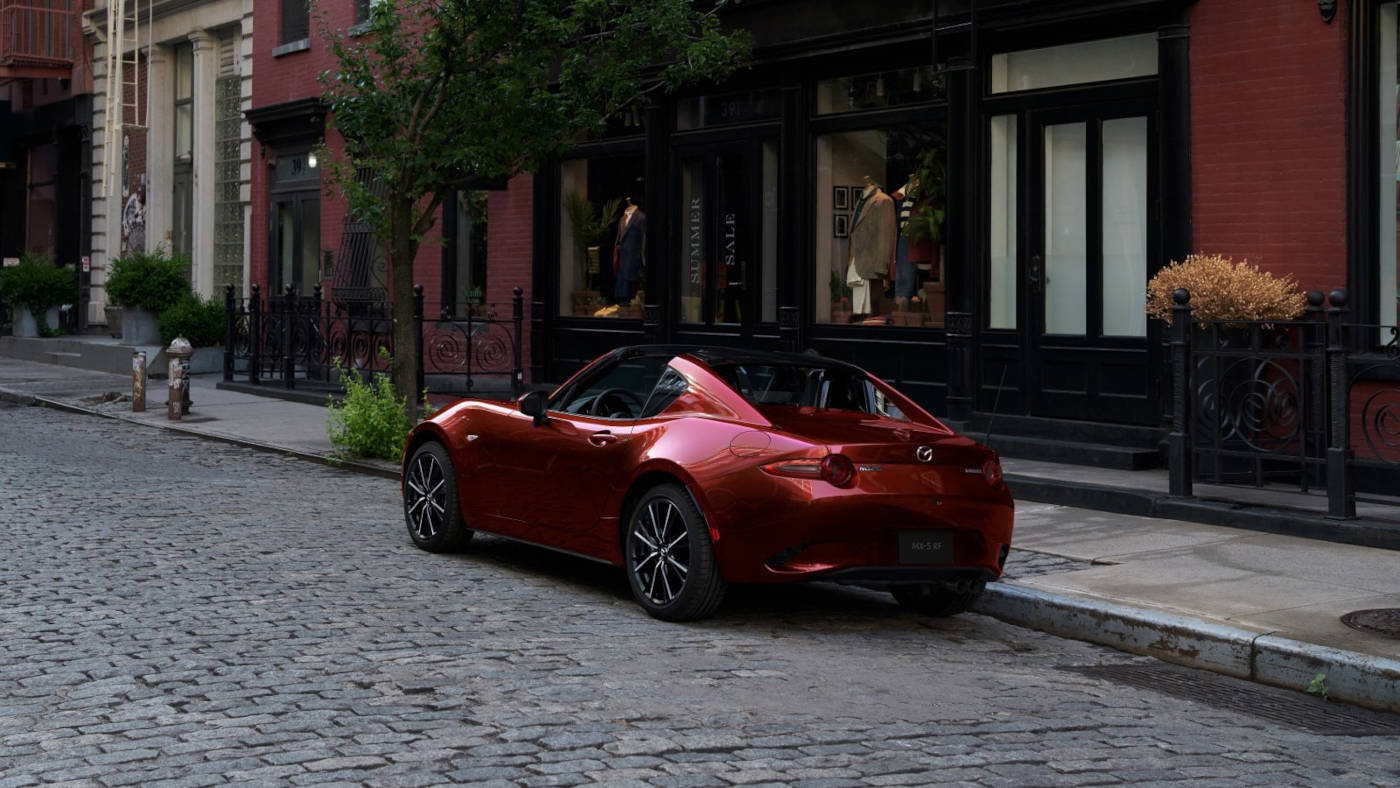 2025 Mazda MX-5 Miata RF parked on a city street