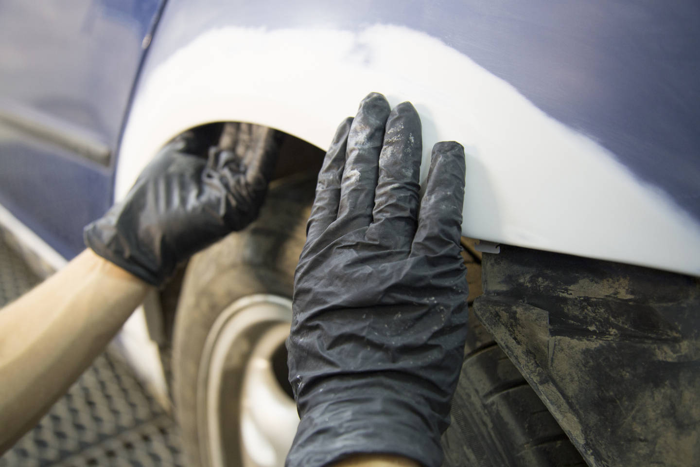 Body repair of a car.
