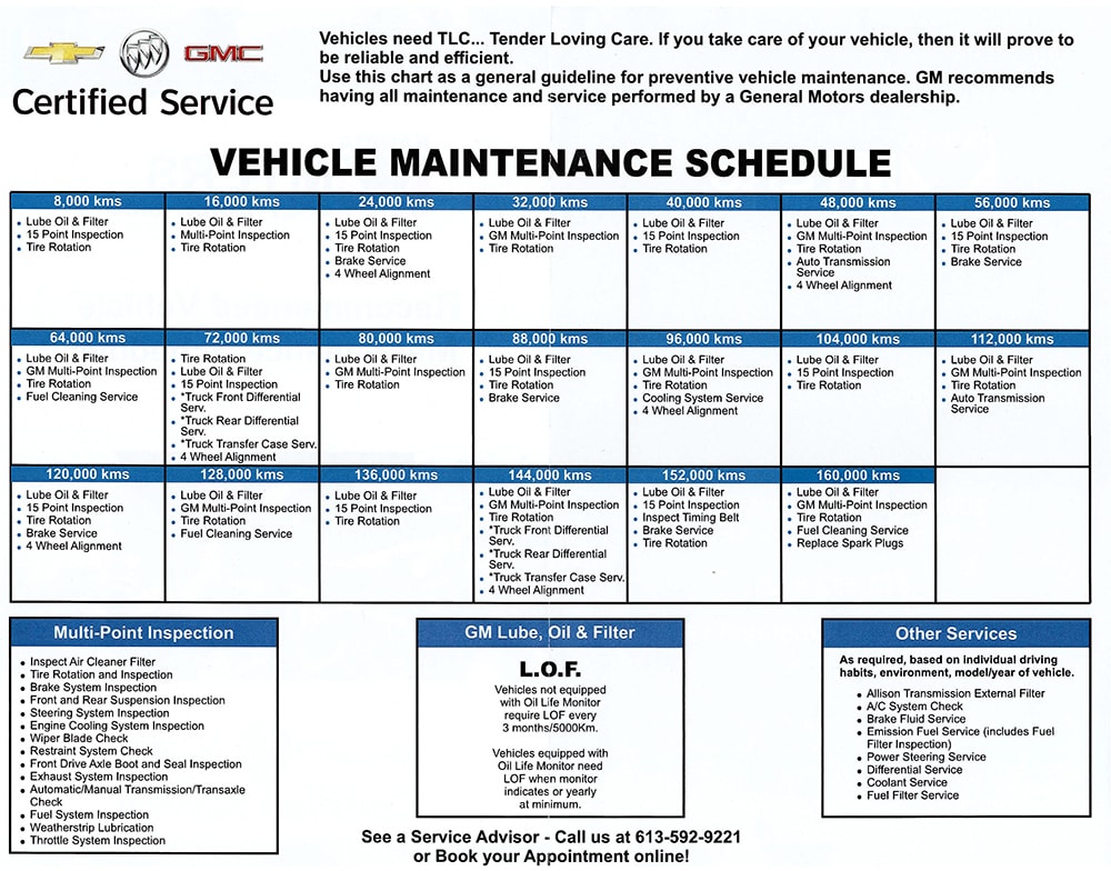 Maintenance Schedule - Myers Kanata Chevrolet in Kanata, ON